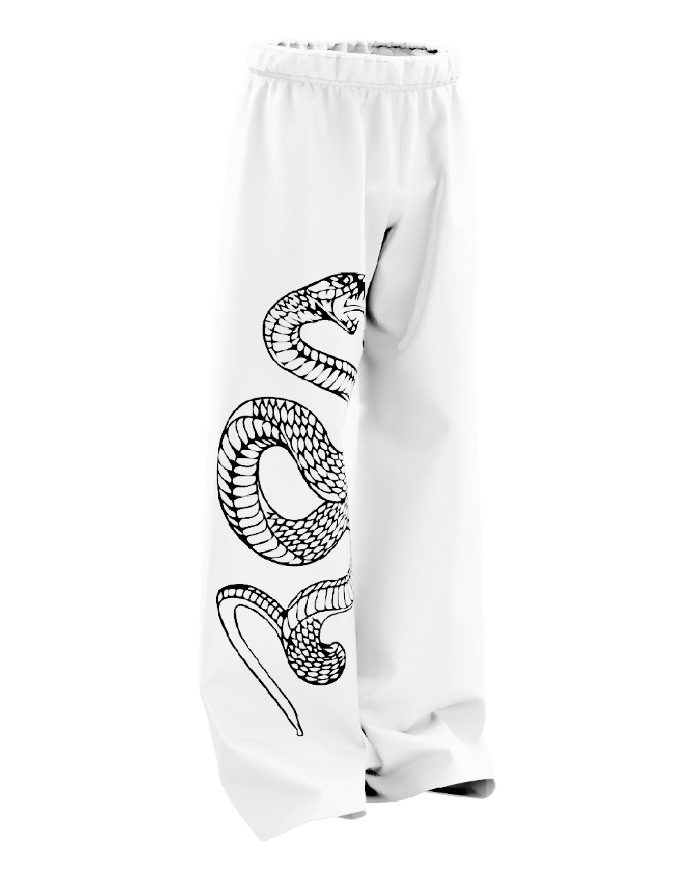 White Pythonic Unisex Straight Fit Baggy Pants