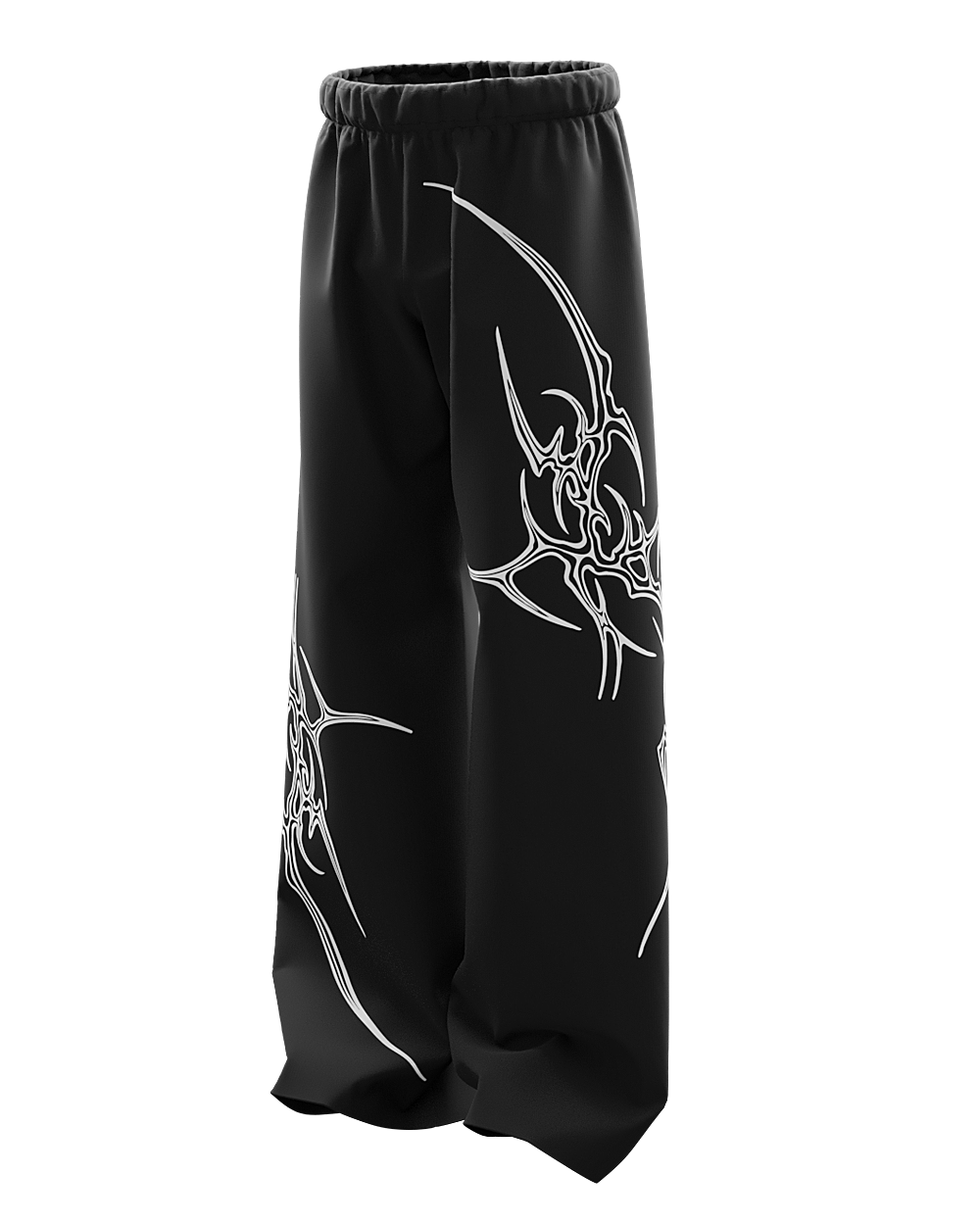 Carnation Black Unisex Straight Fit Baggy Pants