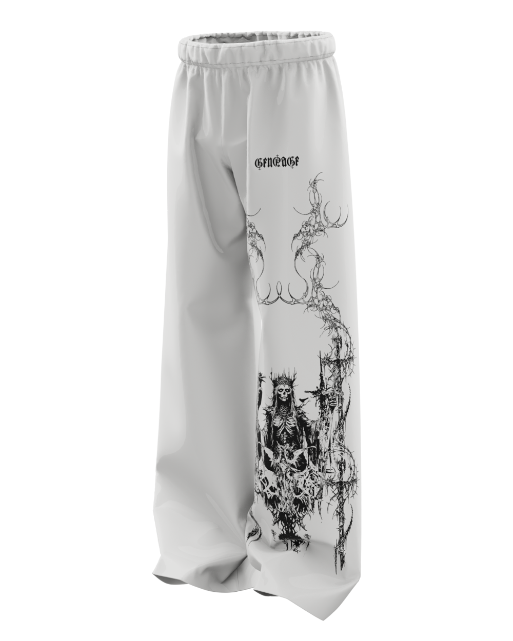 Grim White Unisex Straight Fit Baggy Pants