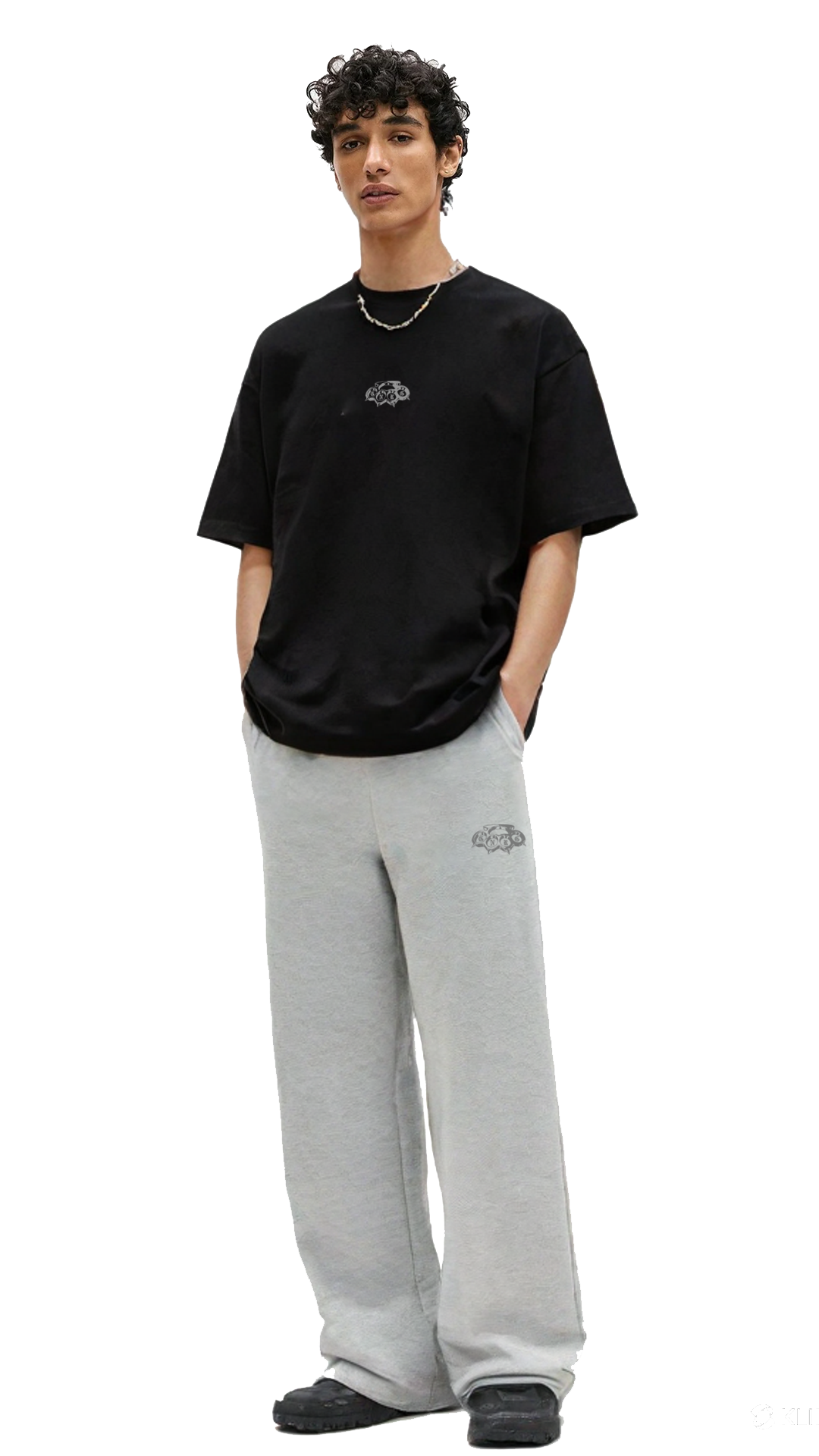 Basic Grey Genrage Baggy Pants