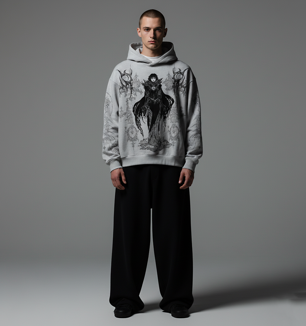 Occula Grey Boxy Oversized Hoodie