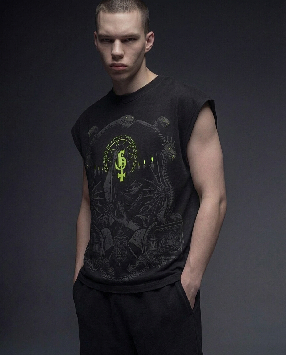 Chakra Black Boxy Unisex Vest