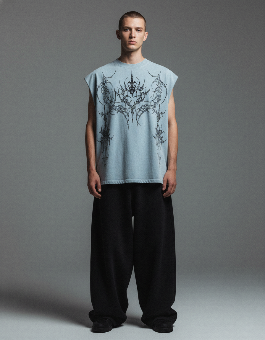 Sky Blue Demon Unisex Boxy Vest