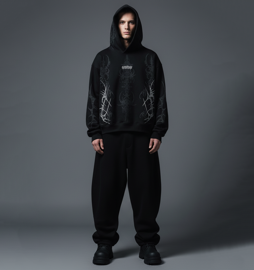 Arcane Black Boxy Oversized Hoodie