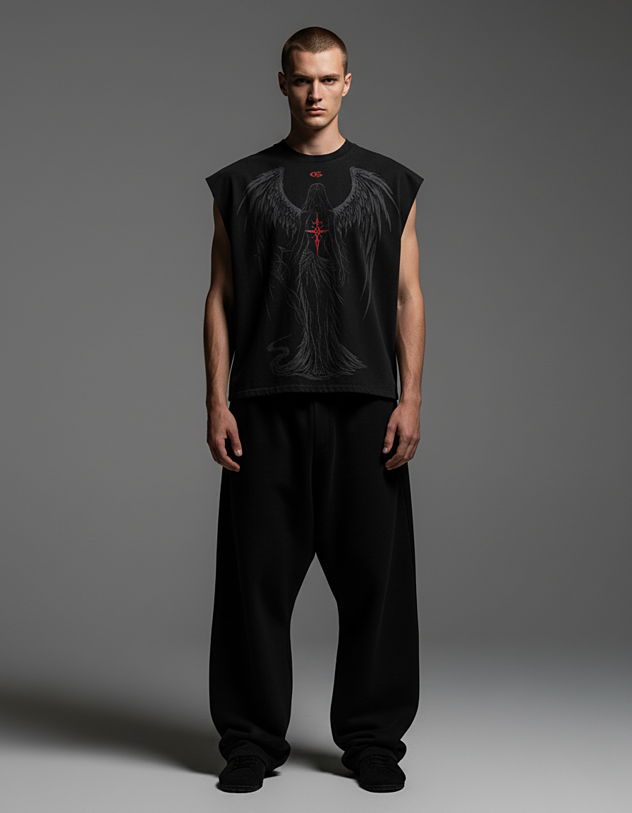 Descent Black Boxy Unisex Vest