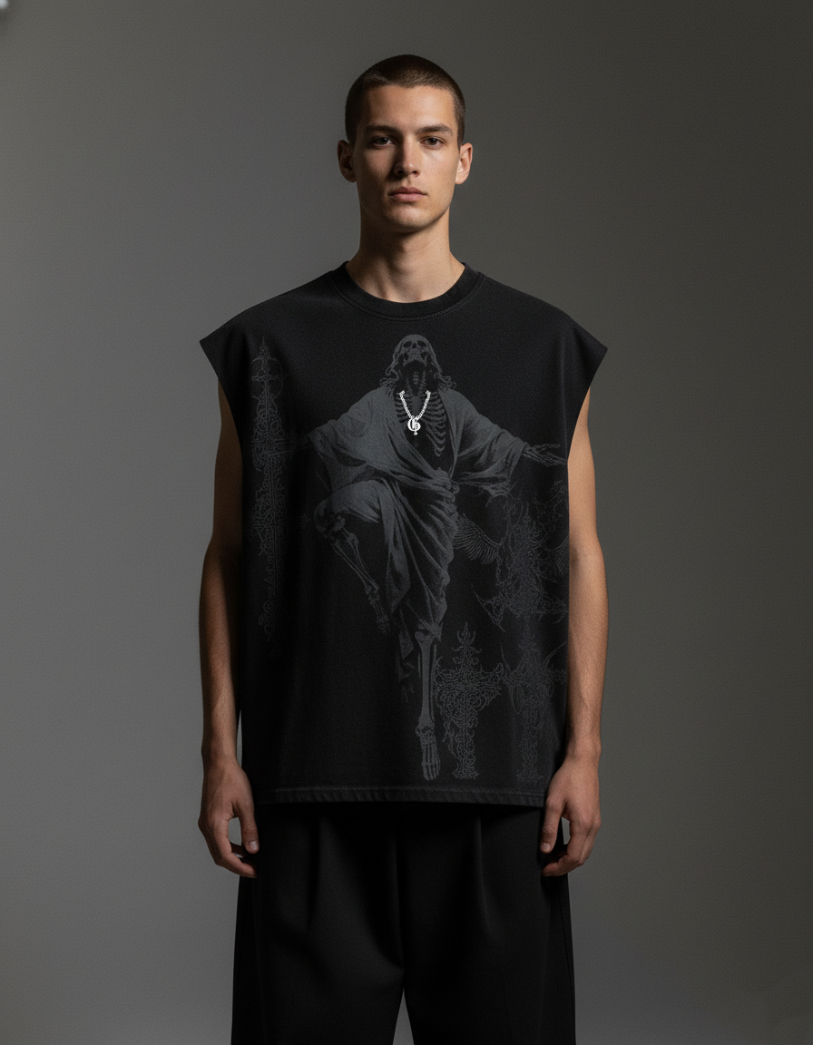 Forsaken Black Boxy Unisex Vest