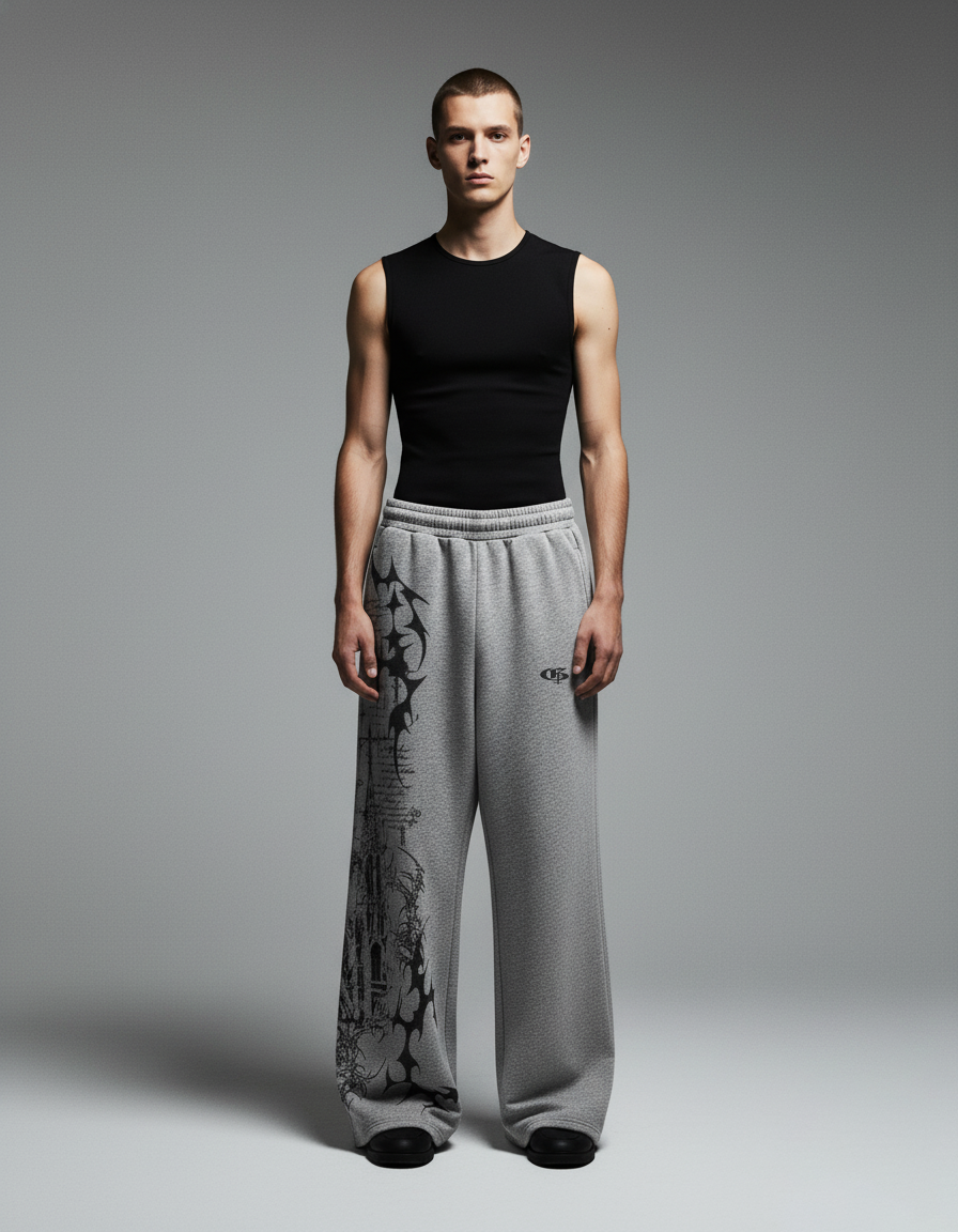 Scripture Grey Unisex Straight Fit Baggy Pants