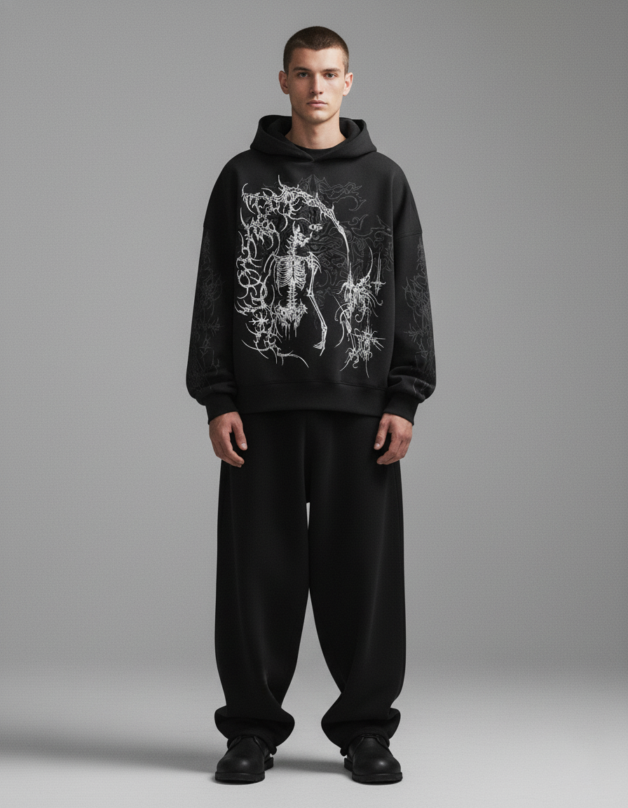 Dread Black Boxy Oversized Hoodie
