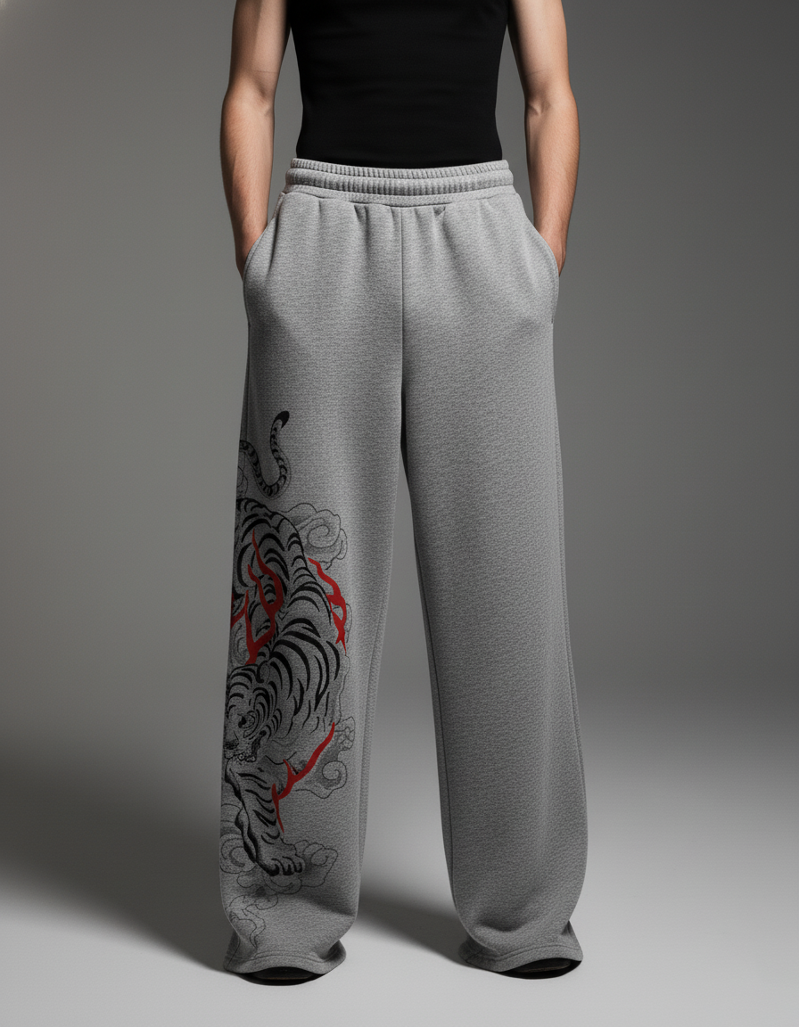 Grawl Grey Unisex Straight Fit Baggy Pants