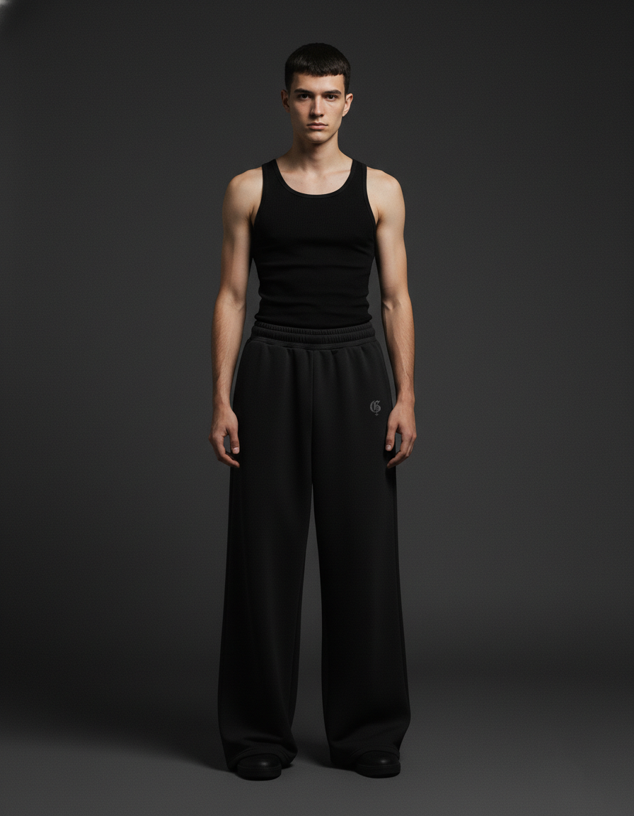 Basic Black Genrage Baggy Pants