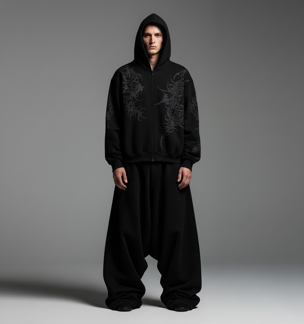 Reaven Black Unisex Zipper Hoodie [PRE-ORDER]