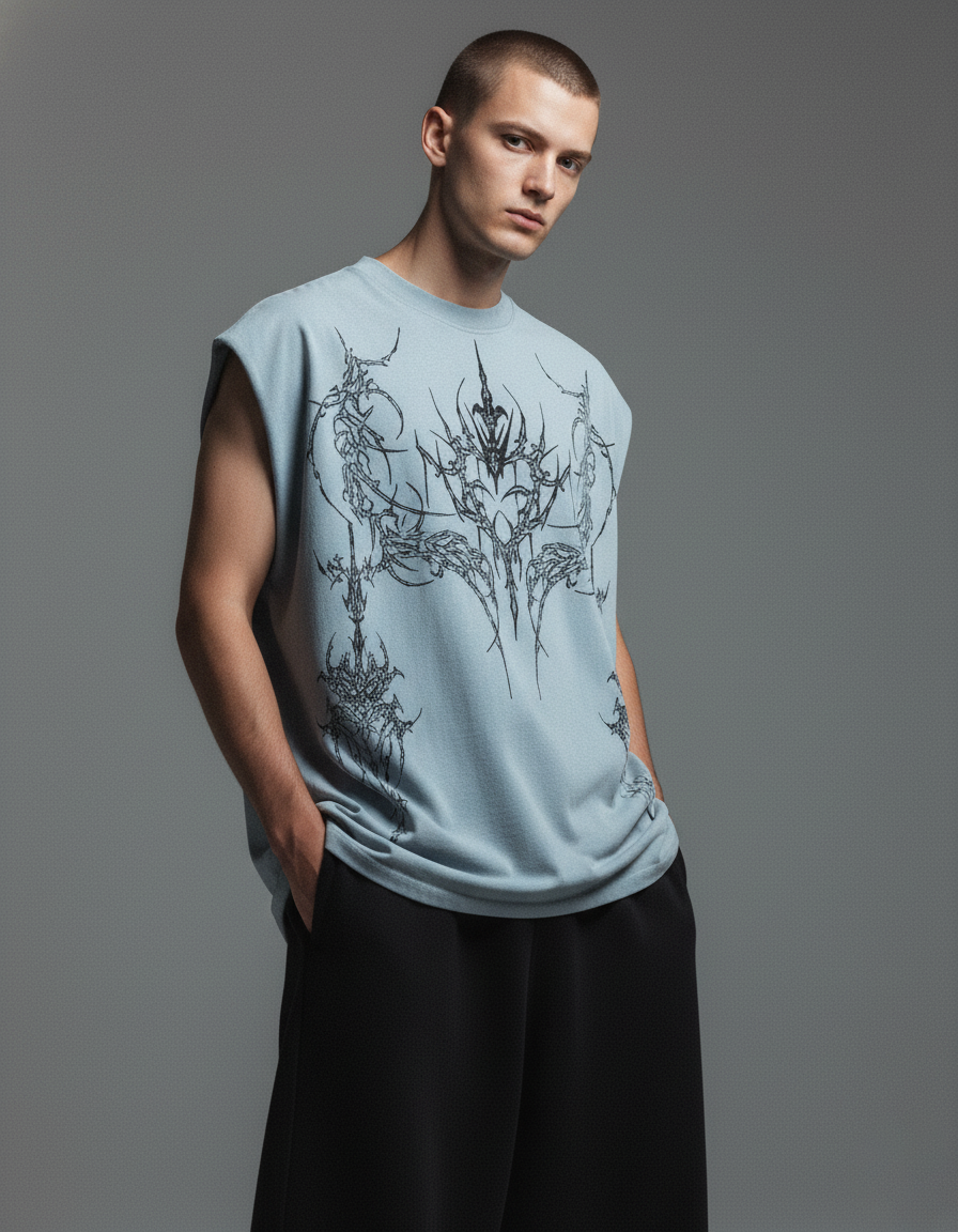 Sky Blue Demon Unisex Boxy Vest