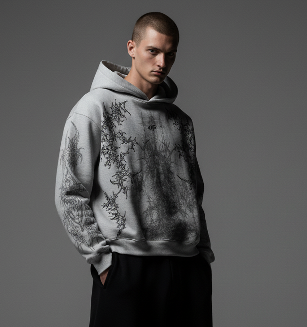 Skorn Grey Boxy Oversized Hoodie