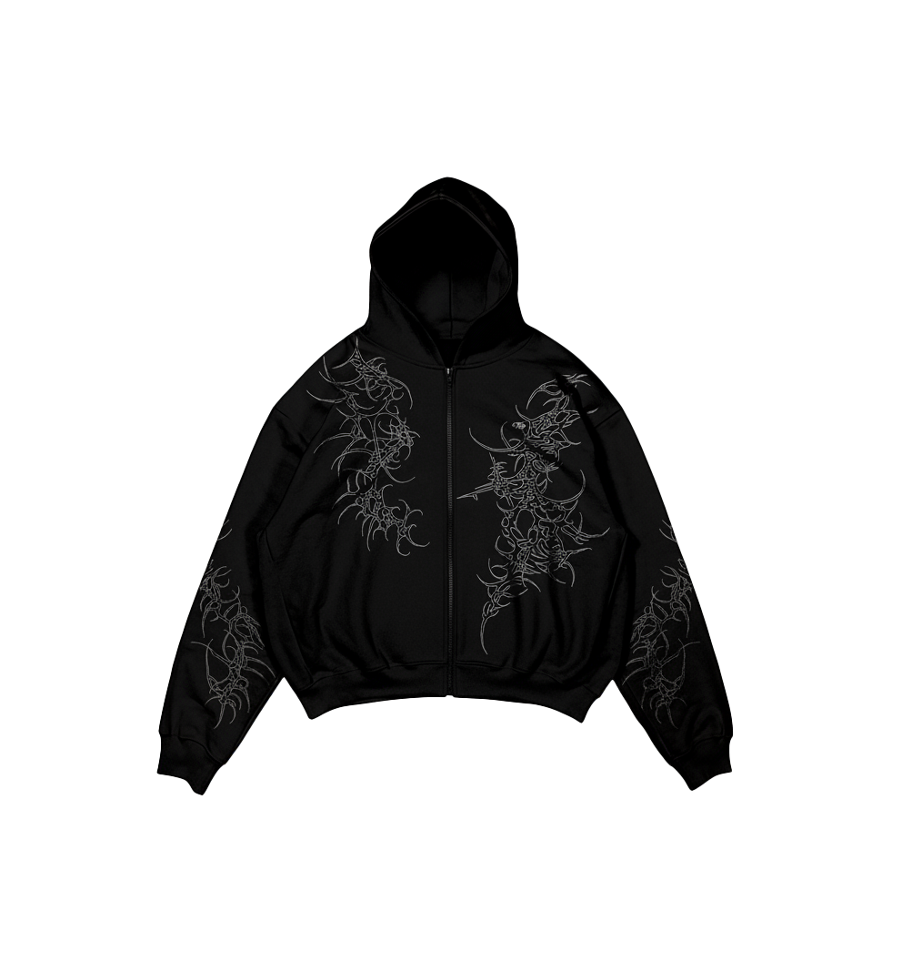 Reaven Black Unisex Zipper Hoodie [PRE-ORDER]