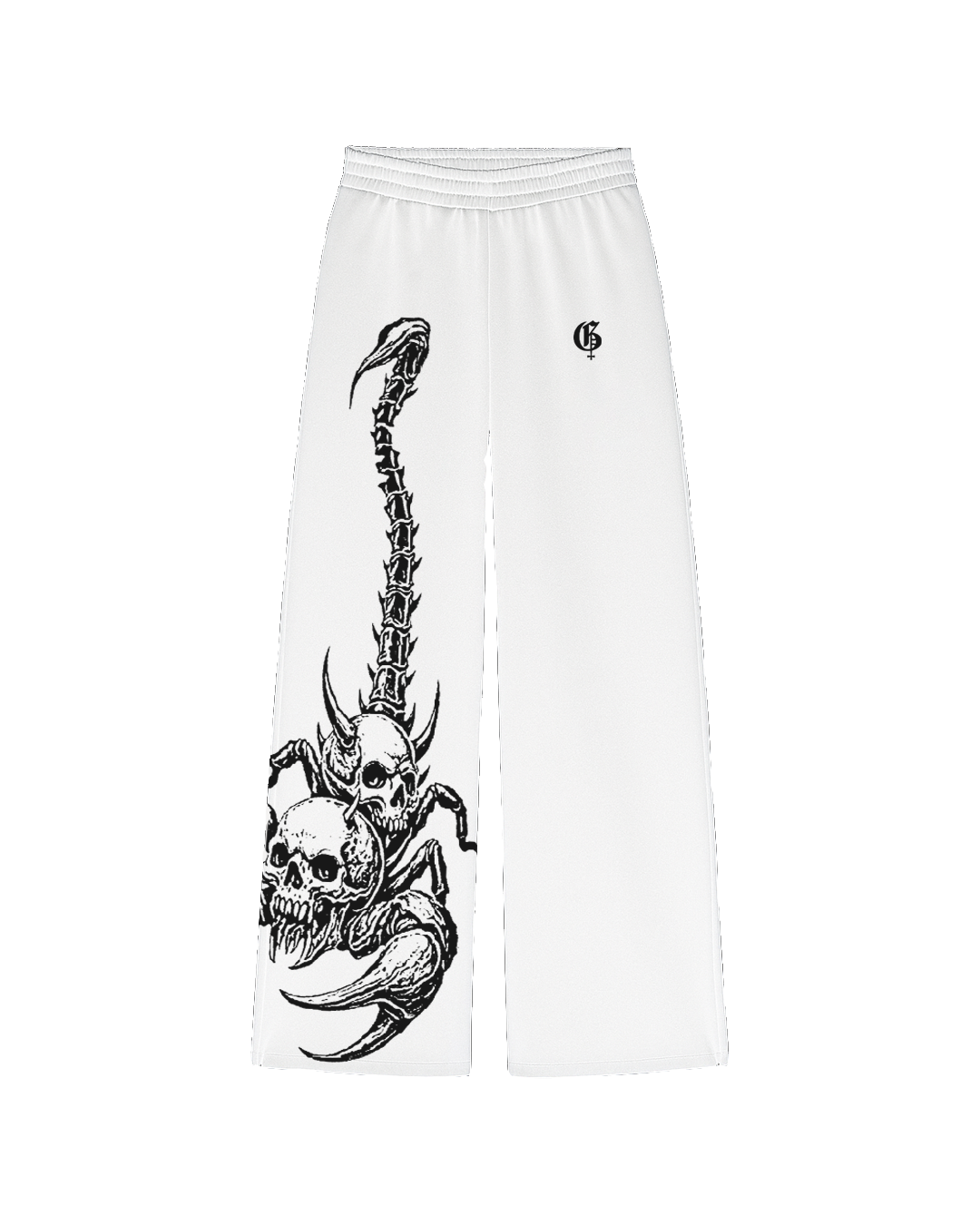 White Skullpion Unisex Straight Fit Baggy Pants