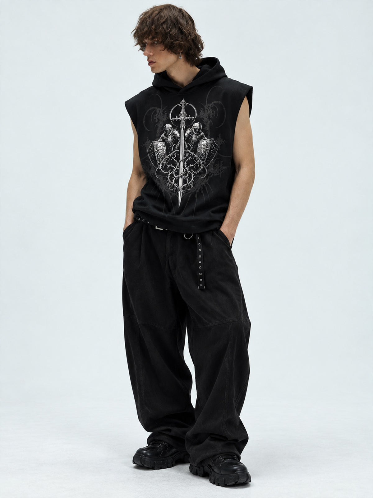 Rival Black Sleeveless Hoodie