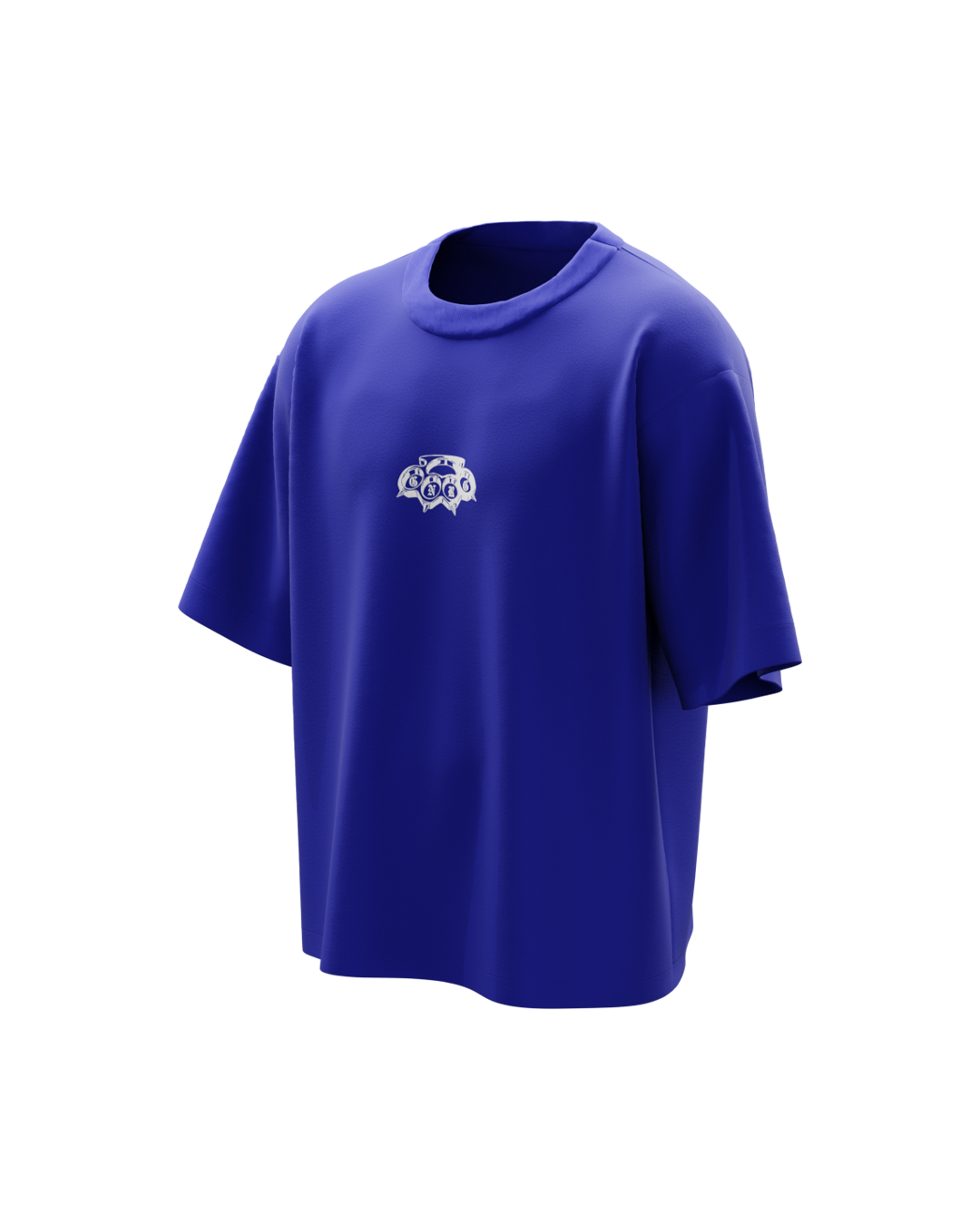Basic Blue Boxy Genrage Oversized Tshirt