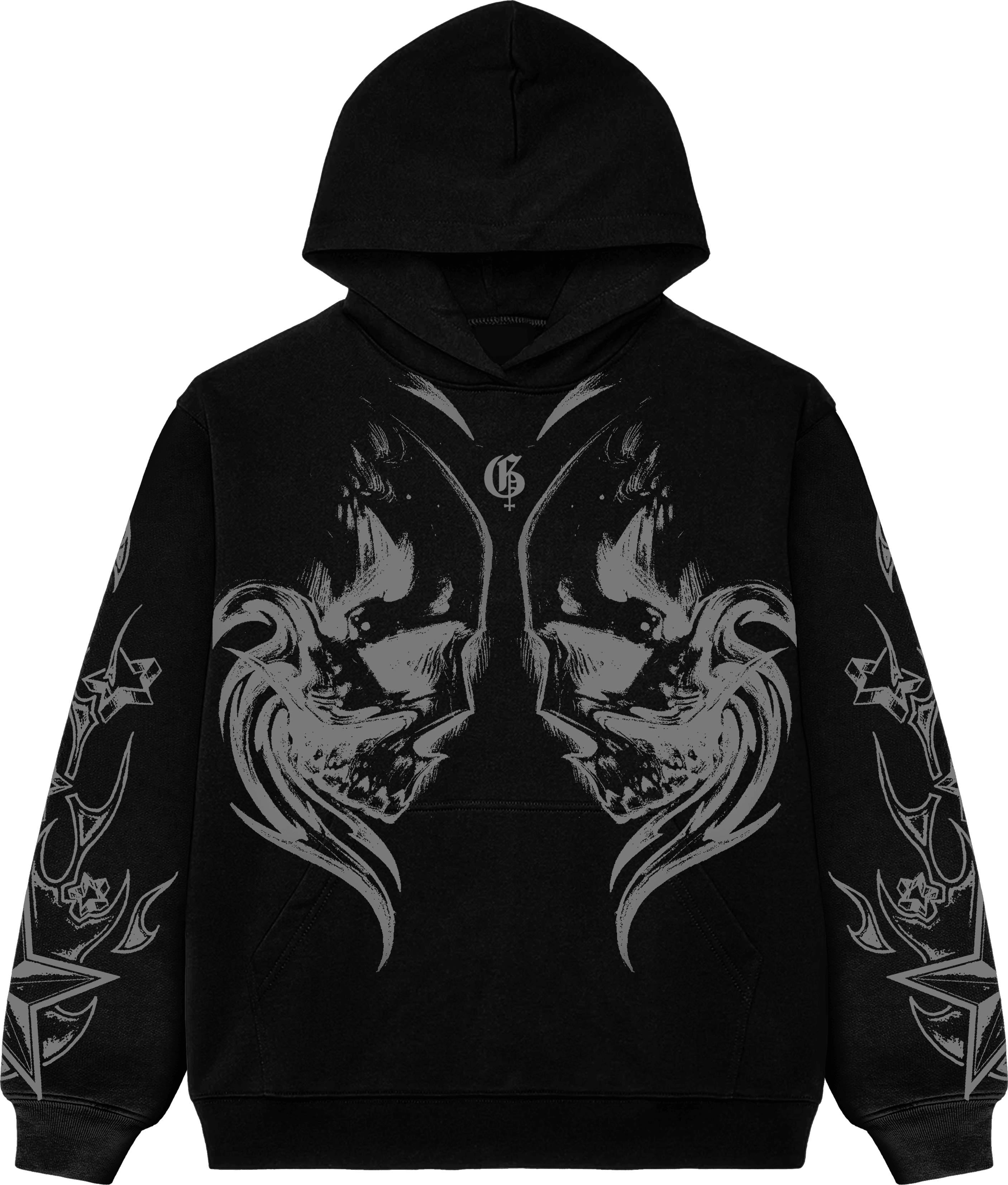 Yin Yang Boxy Oversized Black Hoodie - GENRAGE