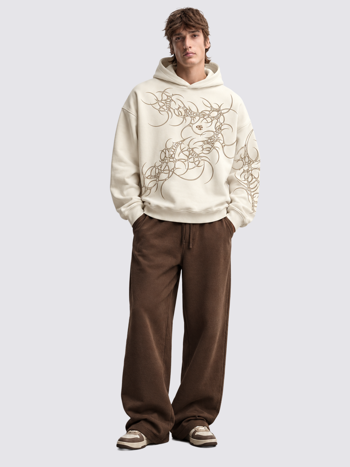 Mutant Beige Boxy Hoodie