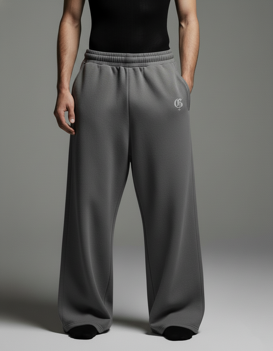 Dark Grey Basic Genrage Baggy Pants