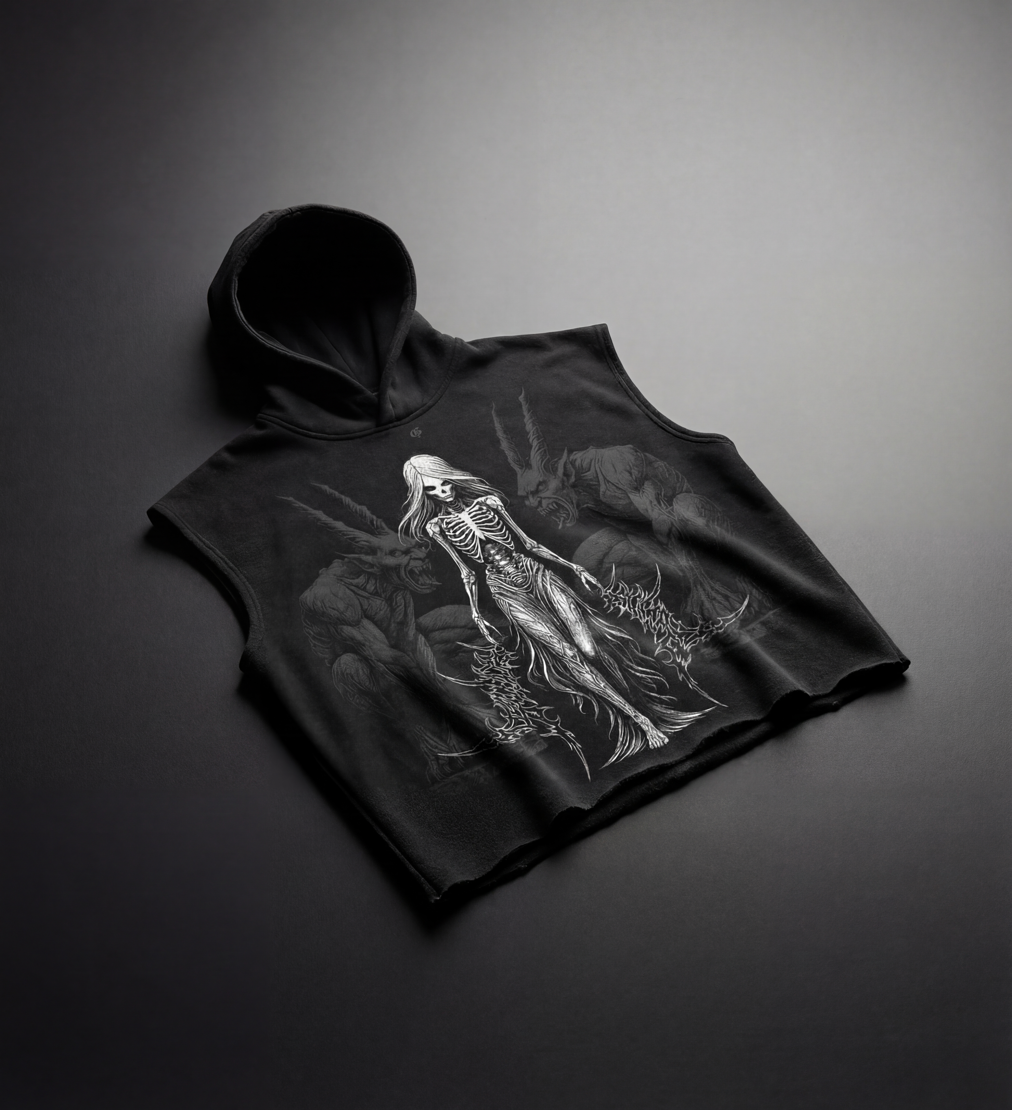 Empress Black Boxy Sleeveless Hoodie