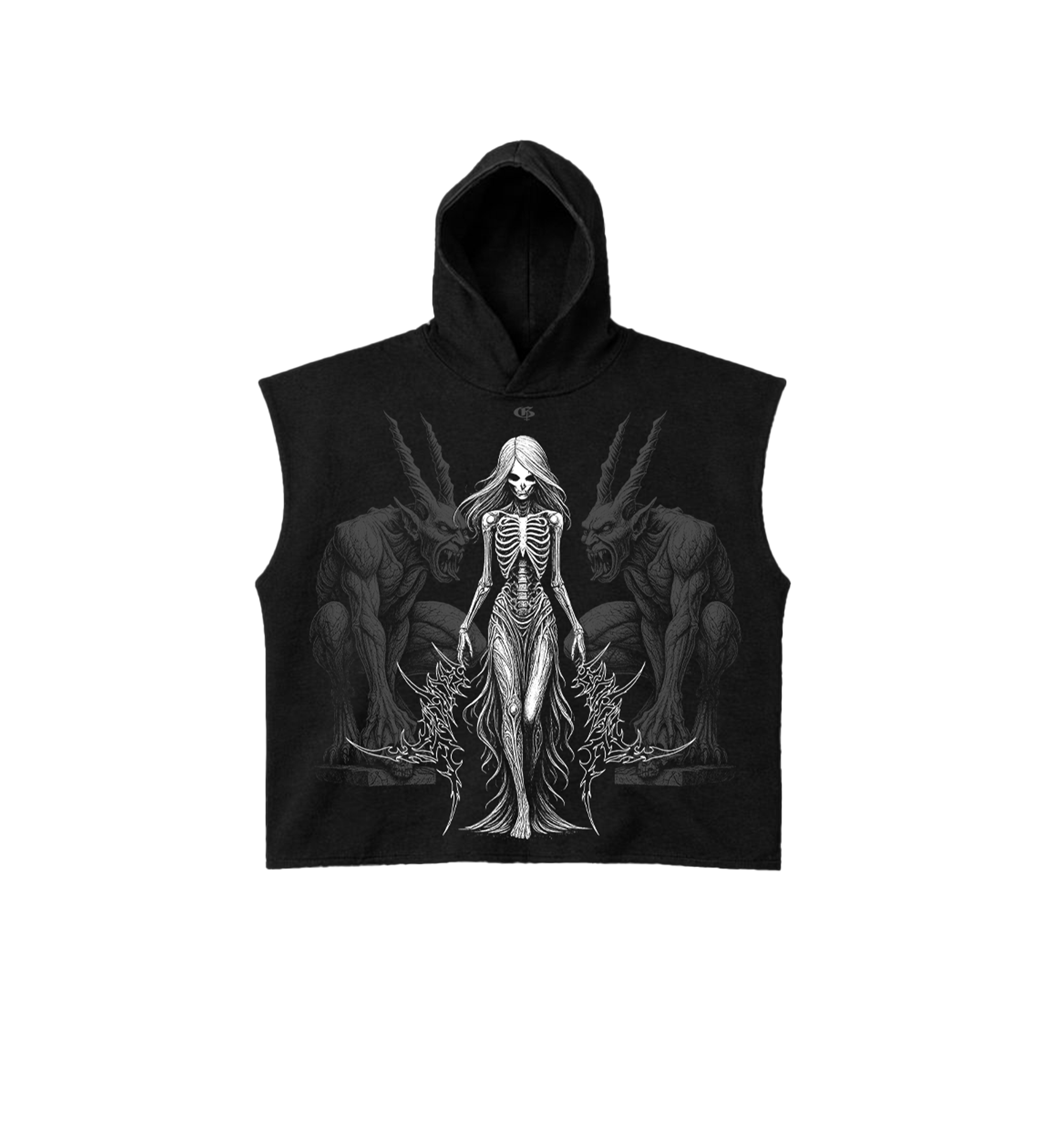 Empress Black Boxy Sleeveless Hoodie