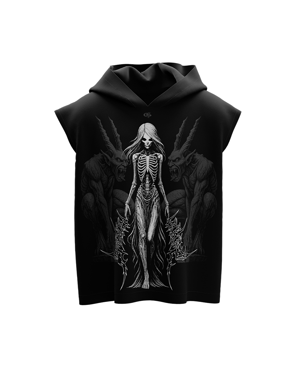 Empress Black Boxy Sleeveless Hoodie