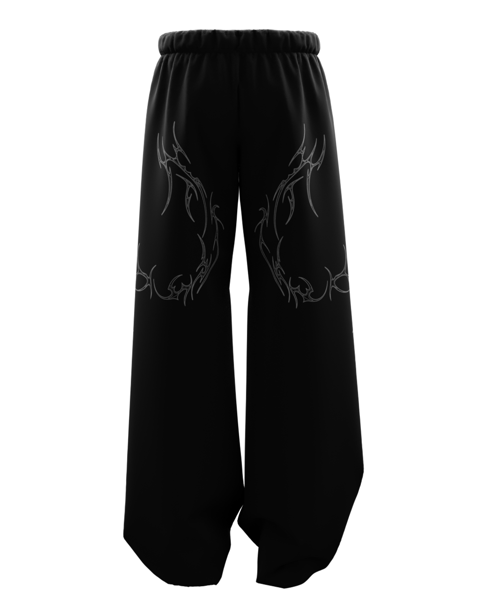 Engrave Black Unisex Straight Fit Baggy Pants
