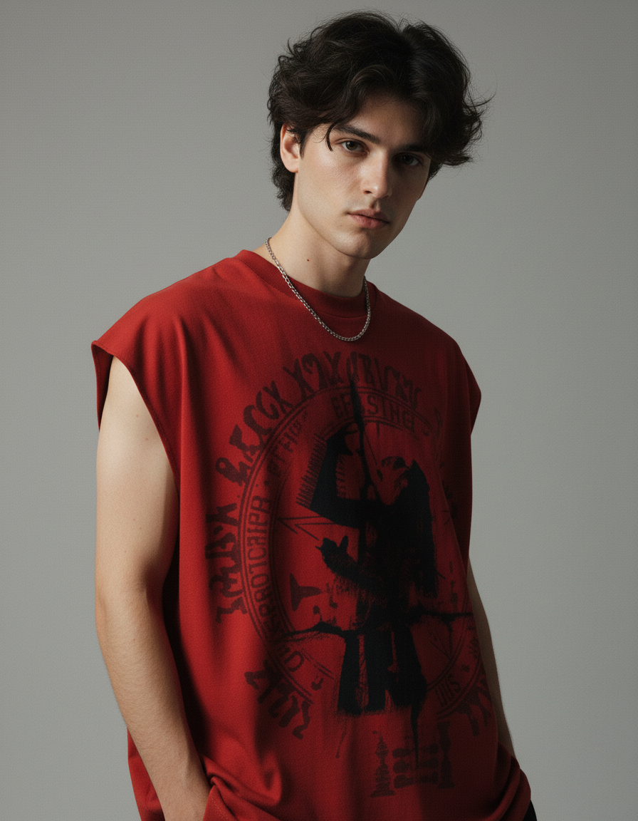 Crimson Red Boxy Unisex Vest