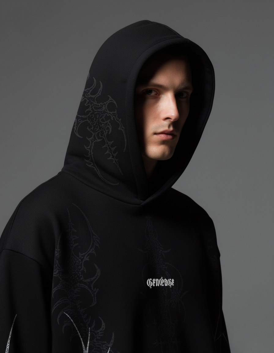 Arcane Black Boxy Oversized Hoodie
