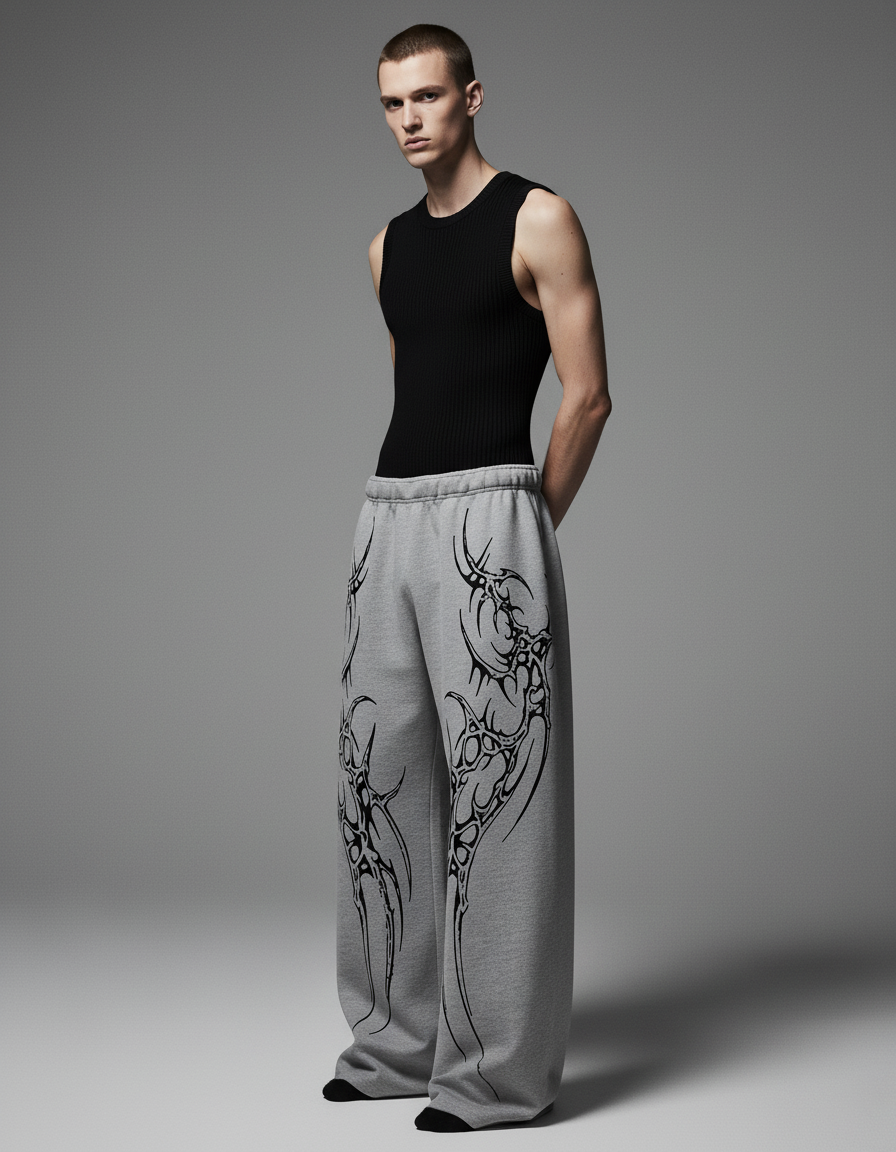 Grey Saiyan Unisex Straight Baggy Pants