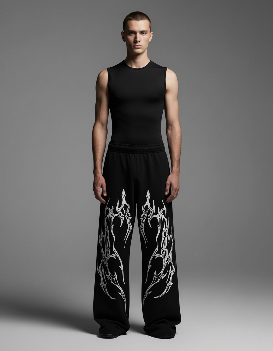 Bexor Black Unisex Straight Fit Baggy Pants