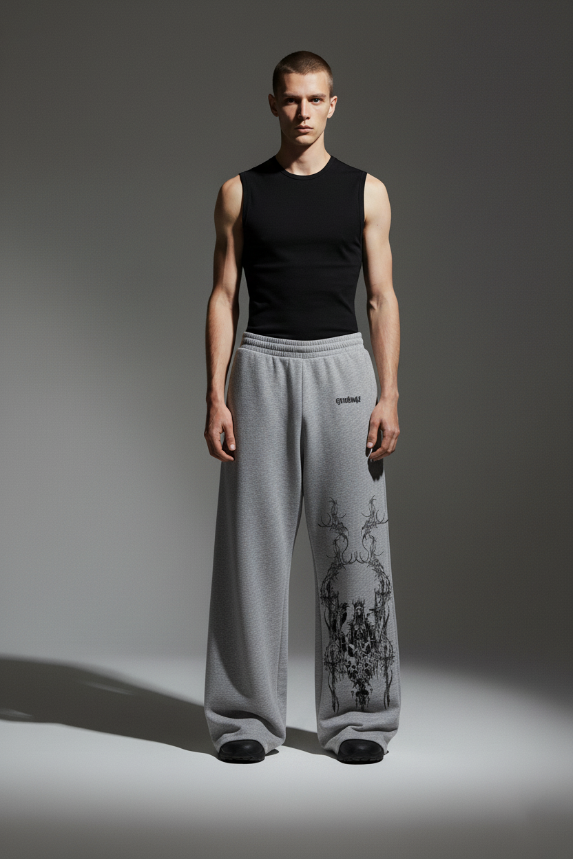 Grey Grim Unisex Straight Fit Baggy Pants