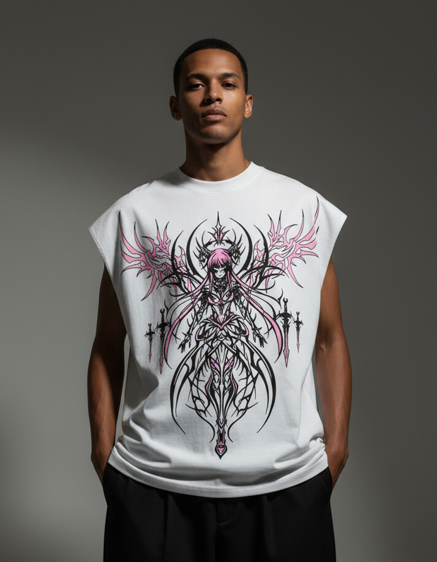 Kayla Unisex White Boxy Vest