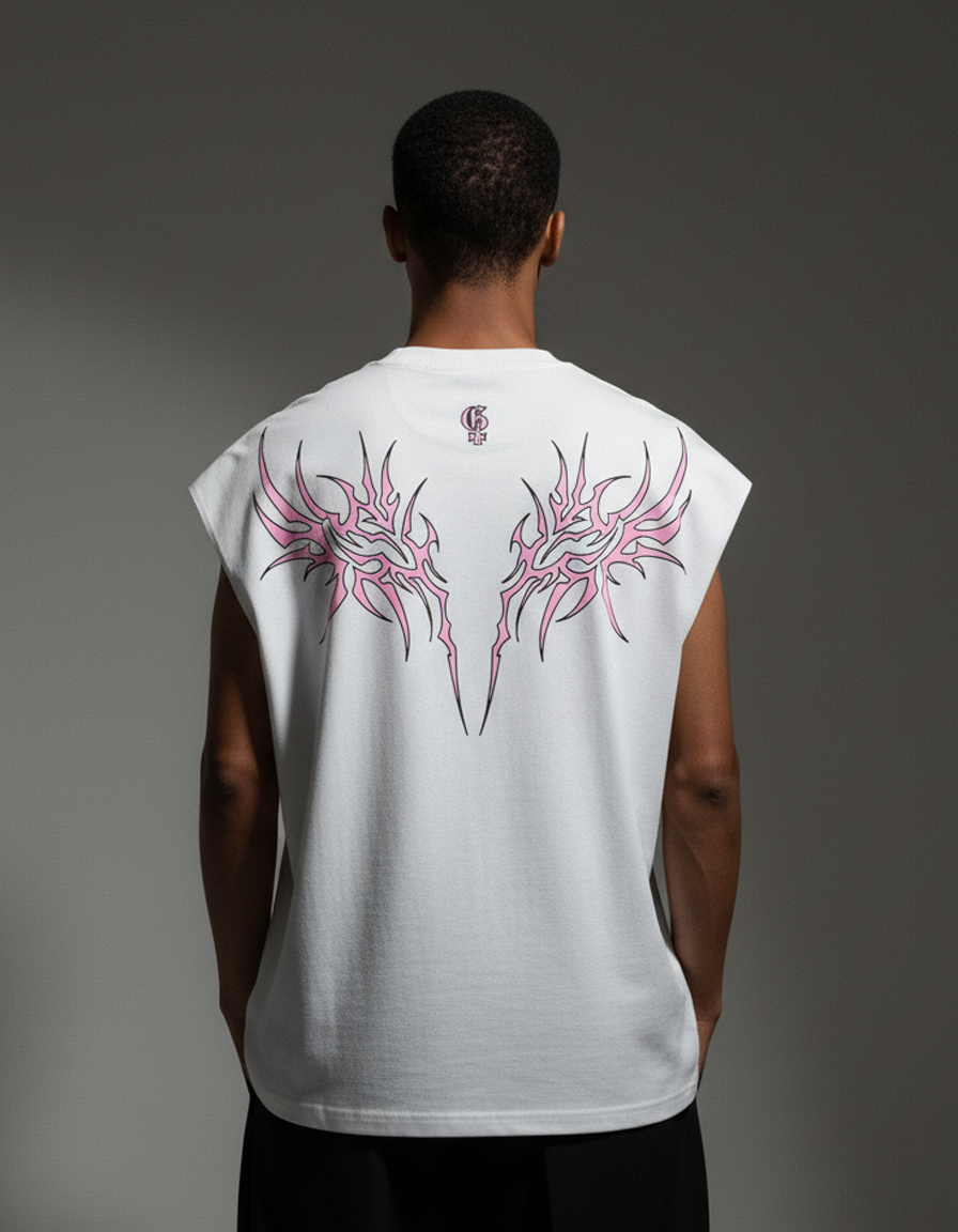 Kayla Unisex White Boxy Vest