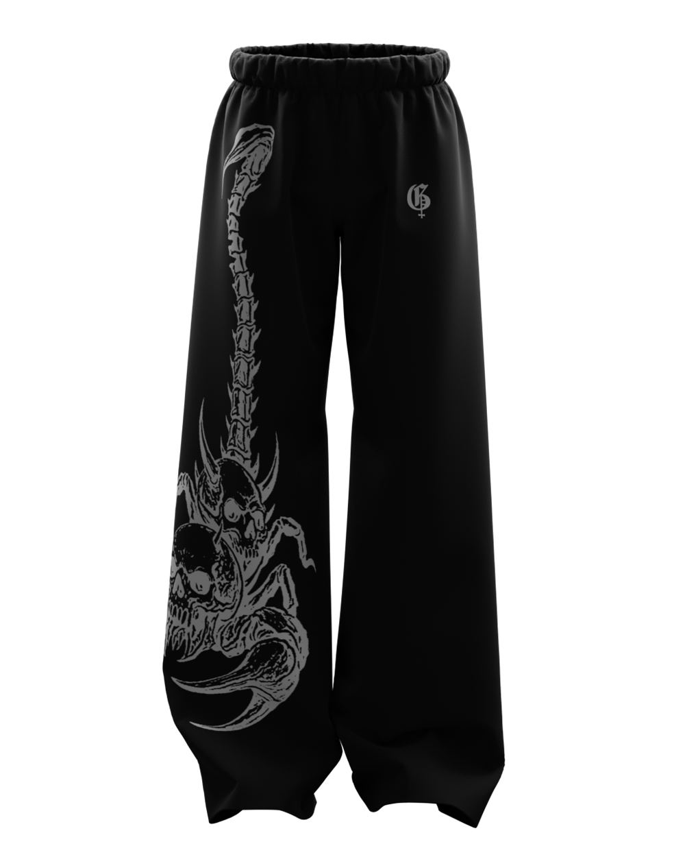Skullpion Black Unisex Straight Fit Baggy Pants