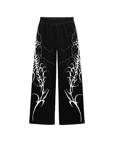 Typhoon Black Unisex Straight Fit Baggy Pants