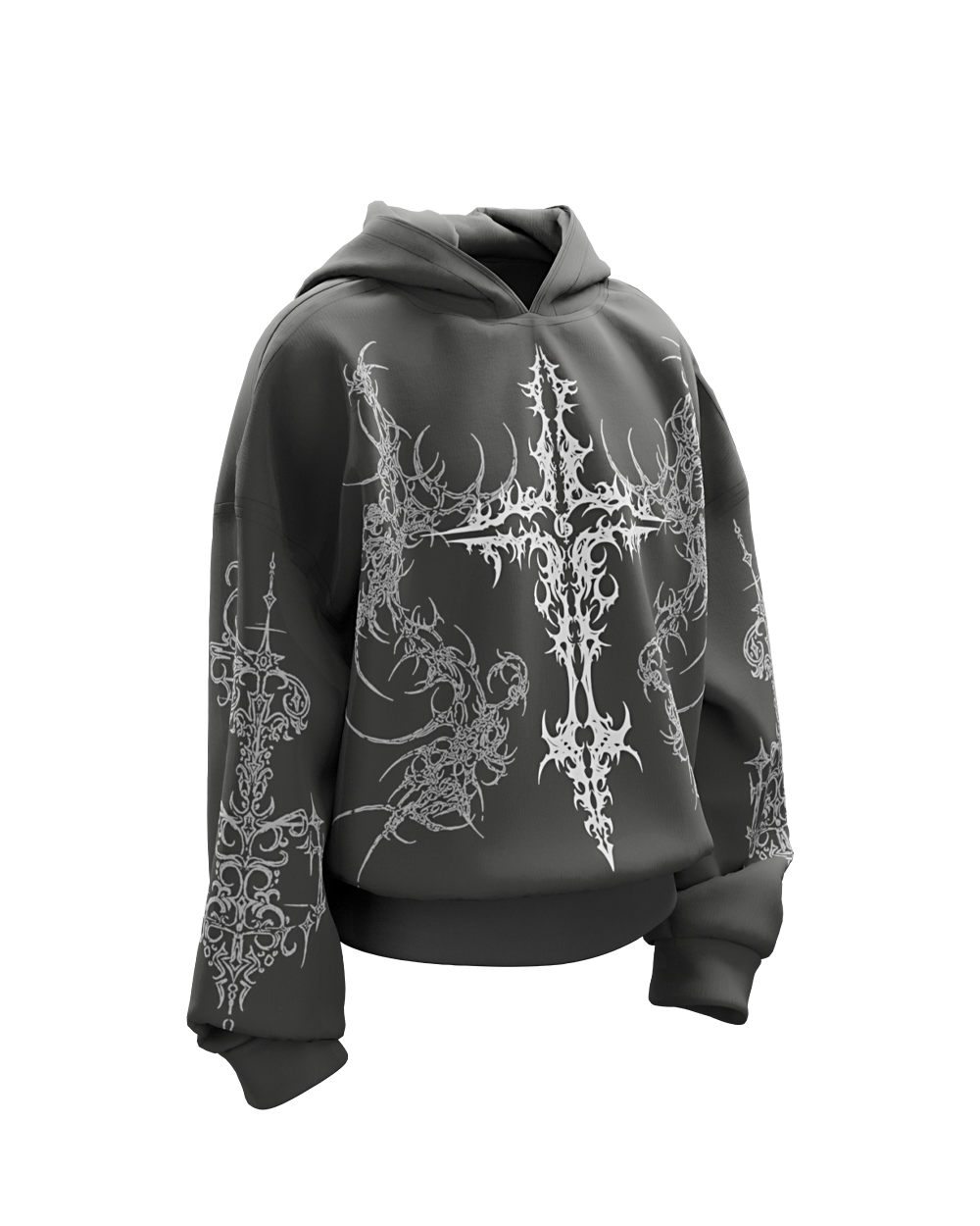 Unholy Dark Grey Boxy Oversized Hoodie