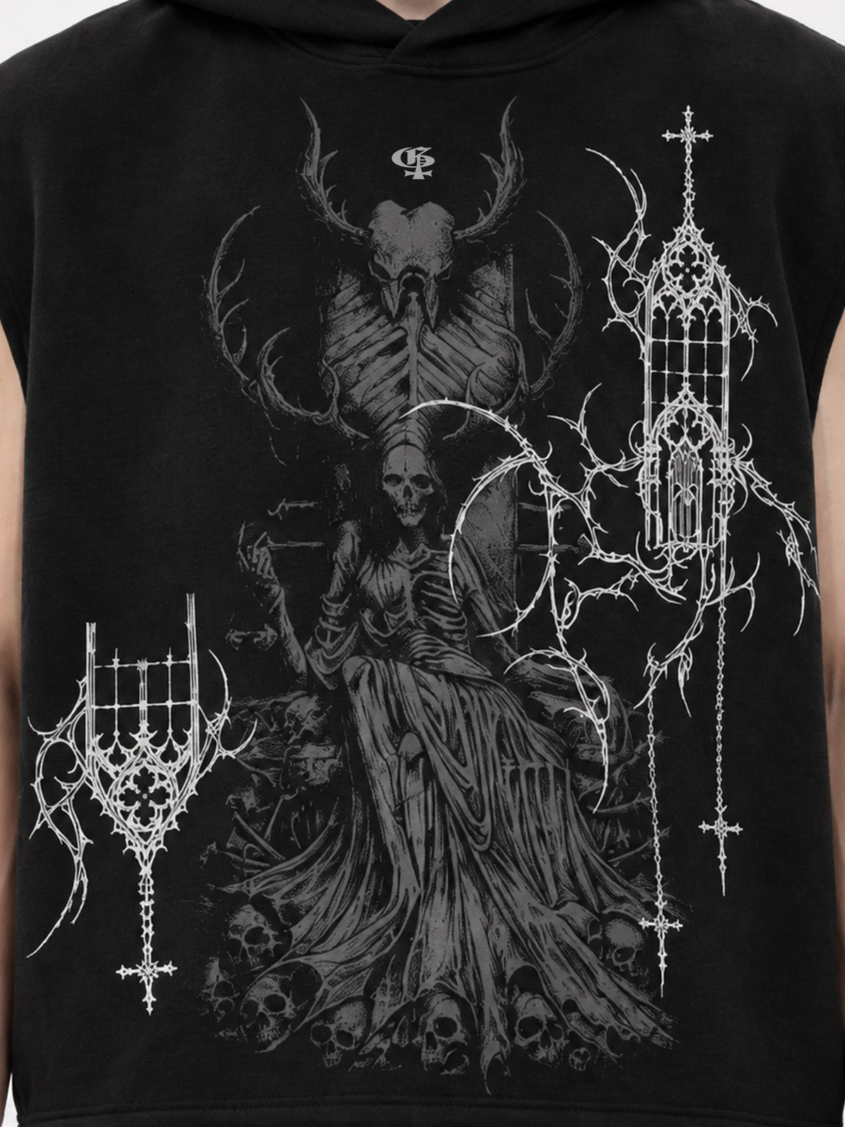 Widow Black Sleeveless Hoodie