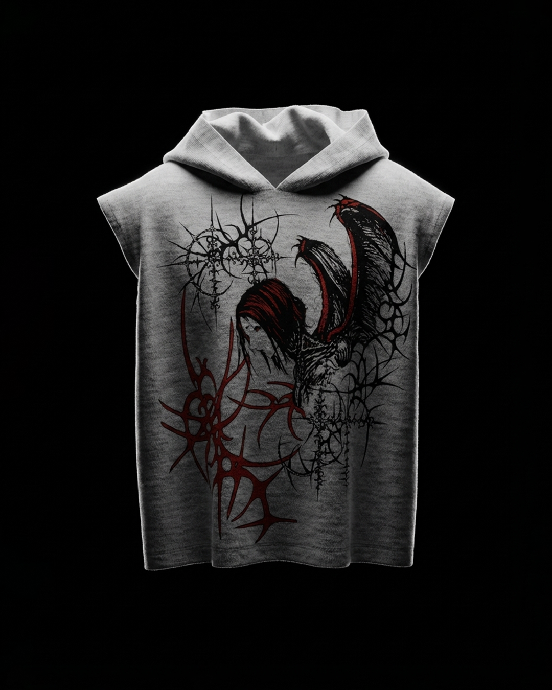 Wreck Grey Boxy Sleeveless Hoodie