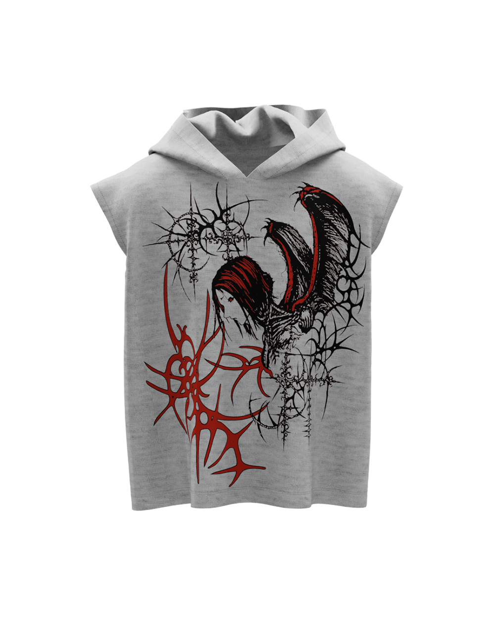 Wreck Grey Boxy Sleeveless Hoodie