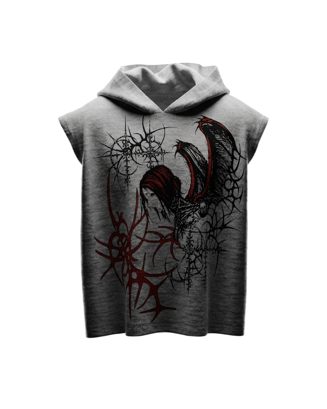 Wreck Grey Boxy Sleeveless Hoodie