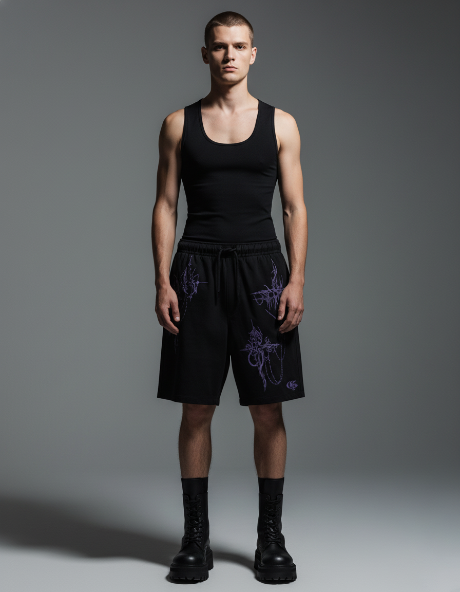 Zyra Black Unisex Shorts