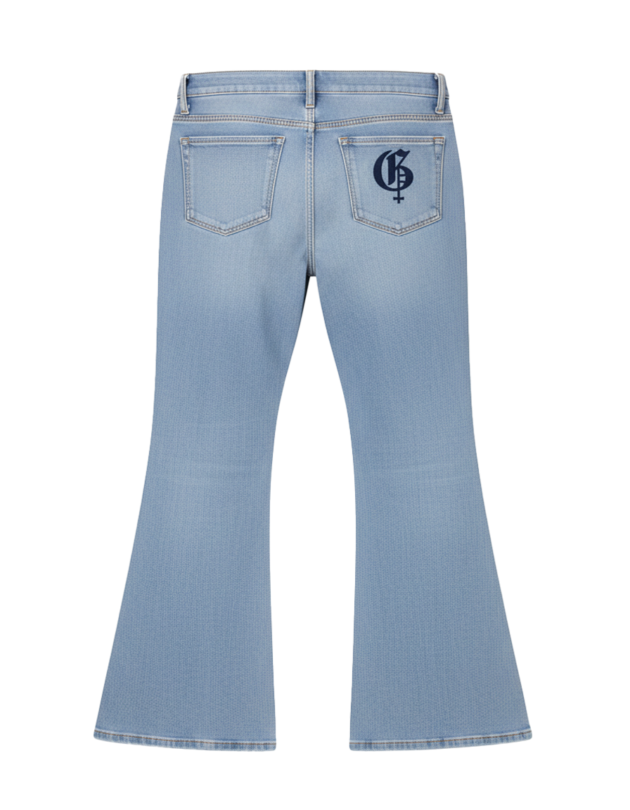 Mist Cloud Washed Baggy Bootcut Jeans