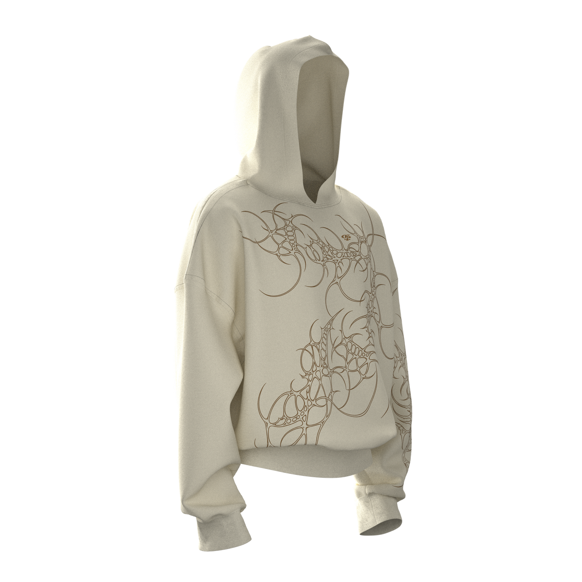 Mutant Beige Boxy Hoodie