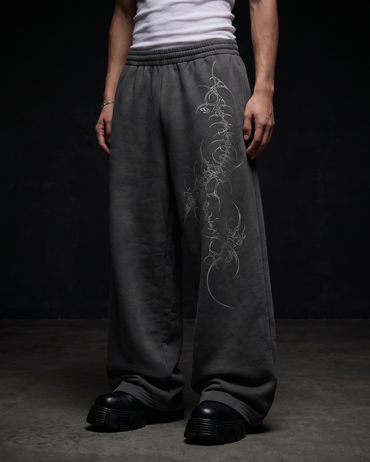 crest-dark-grey-unisex-straight-fit-baggy-pants-genrage-3