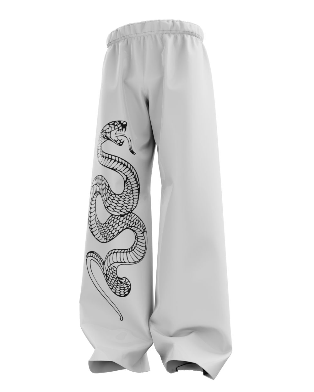 White Pythonic Unisex Straight Fit Baggy Pants