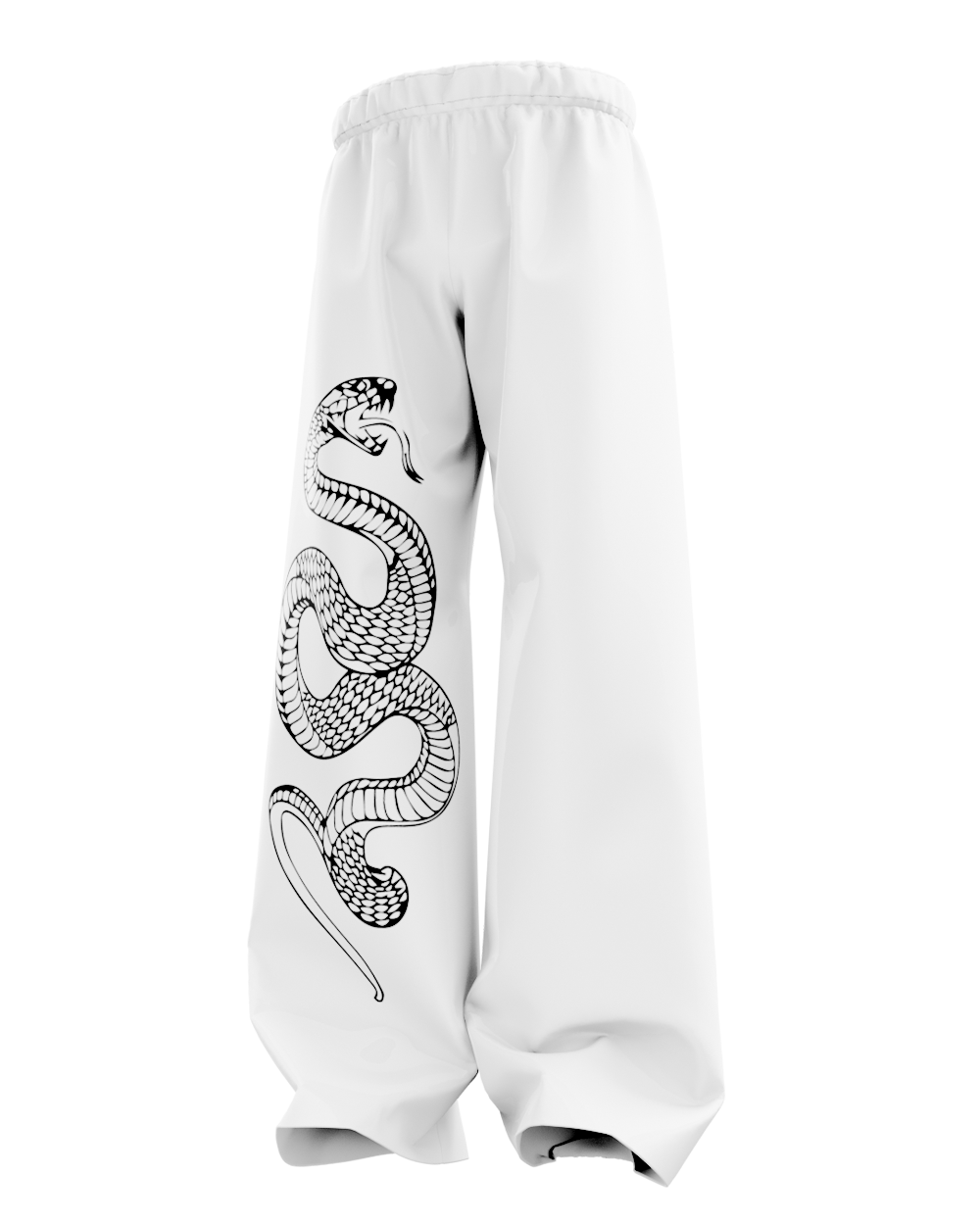 White Pythonic Unisex Straight Fit Baggy Pants