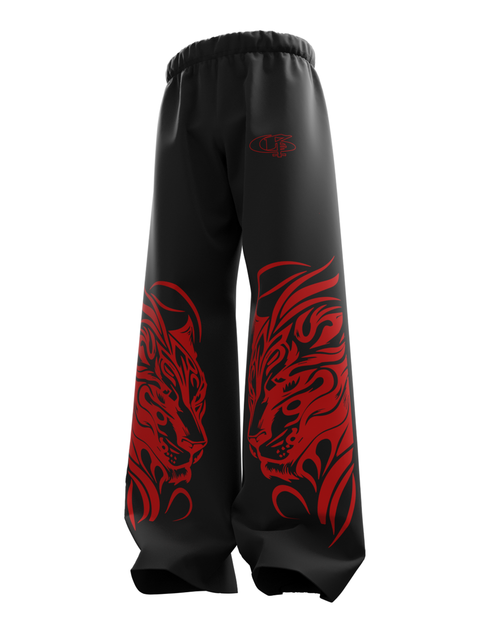 Red Shiro Unisex Straight Fit Baggy Pants