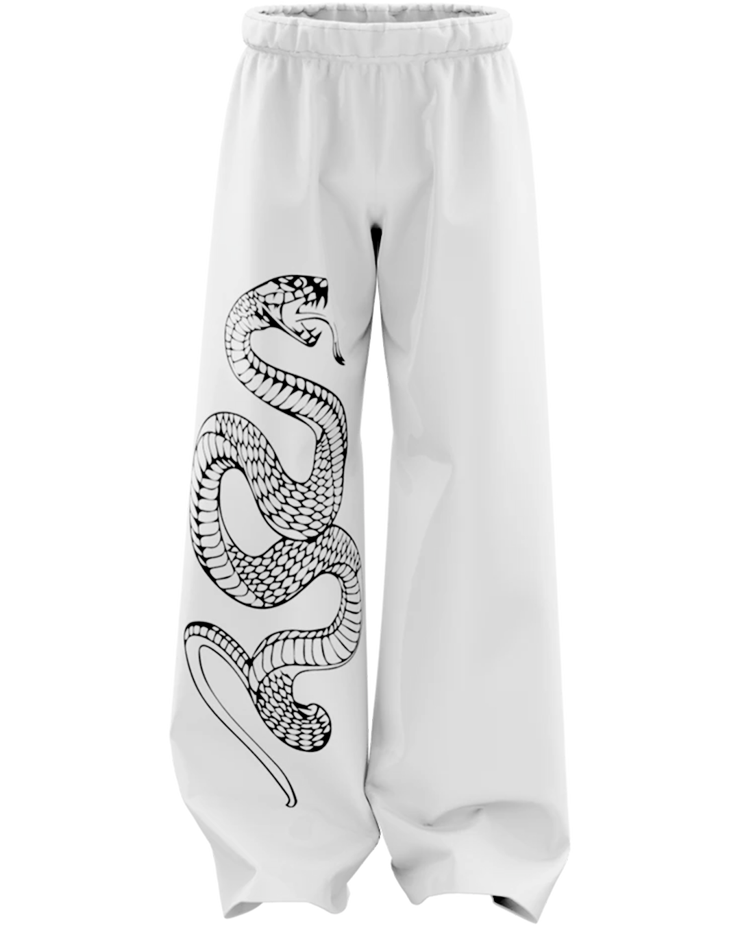 White Pythonic Unisex Straight Fit Baggy Pants